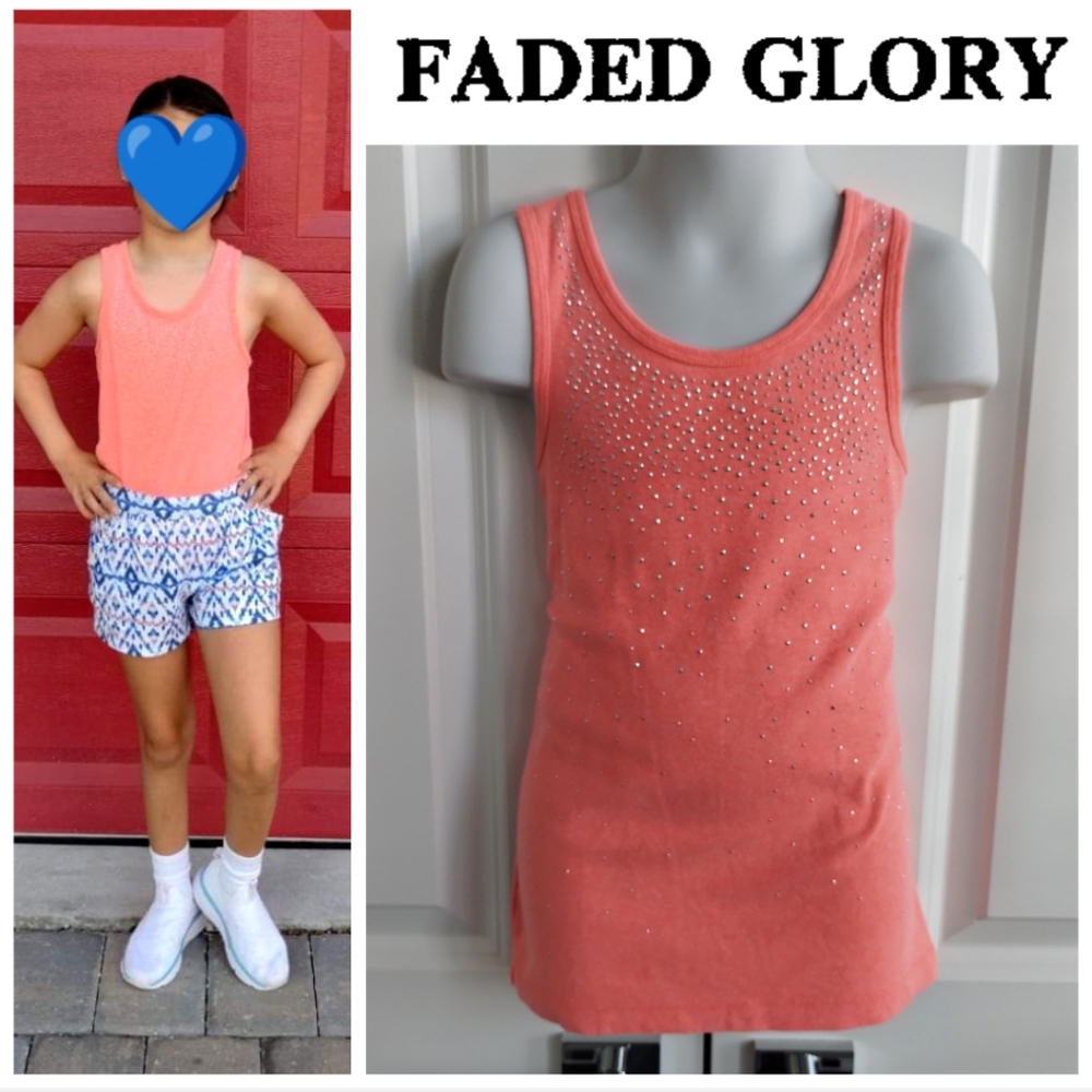 Peach Tank with Silver Beading